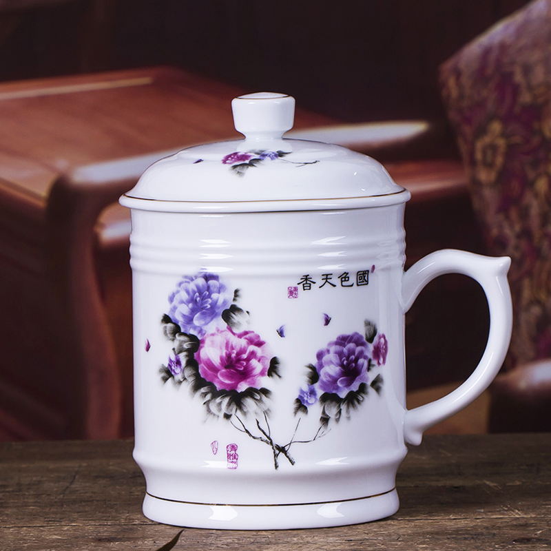 超大号水杯杯子景德镇白瓷中式