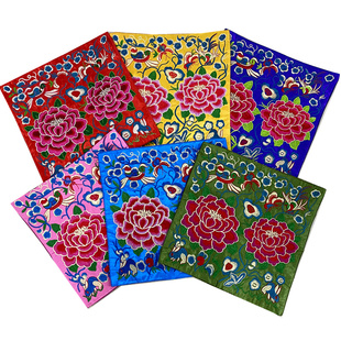 新款刺绣工艺品清代官服补子牡丹花布贴绣片外事礼品鼠标电话垫