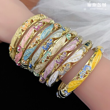 北京景泰蓝手镯女开口珐琅彩镯子时尚首饰复古百搭送朋友伴手礼物