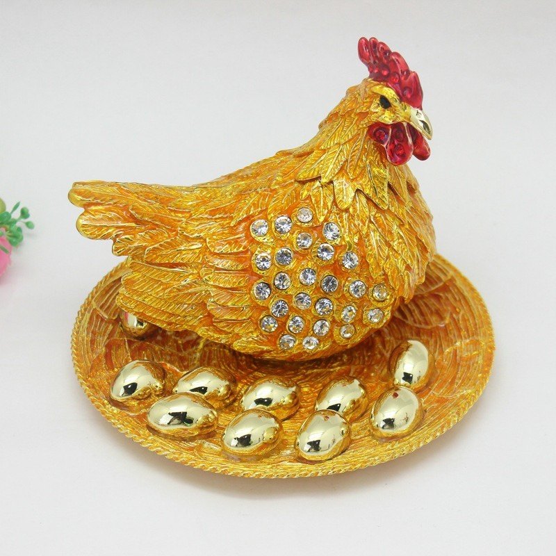 金属招财摆件金鸡祝福新年礼物合金珐琅凤尾公鸡摆件首饰盒装饰,家居饰品,装饰摆件,淘宝优惠券,粉丝福利购,淘宝优惠卷