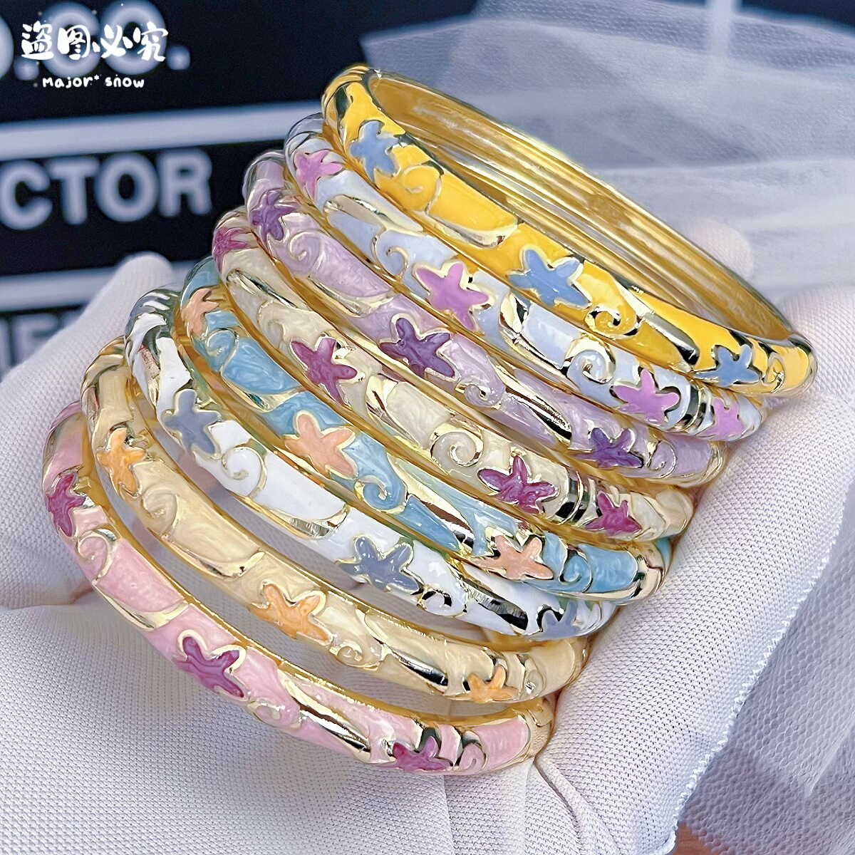 北京景泰蓝手镯女细条合金珐琅彩时尚镯子故宫旅游送闺蜜女生礼物