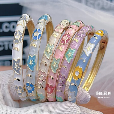 北京景泰蓝手镯女细条合金珐琅彩时尚镯子故宫旅游送朋友女生礼物