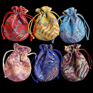 织锦缎双层抽绳首饰袋束口袋首饰手镯布袋文玩手串收纳袋盘玩荷包