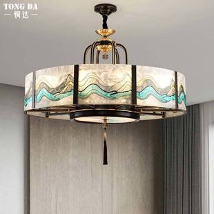 复式 楼中空客厅大吊灯别墅大厅餐厅全铜吊灯珐琅彩大气卧室酒店灯