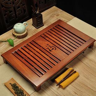 言致 功 家用茶盘实木花梨红木大号福字茶台茶海道茶托抽屉排水式