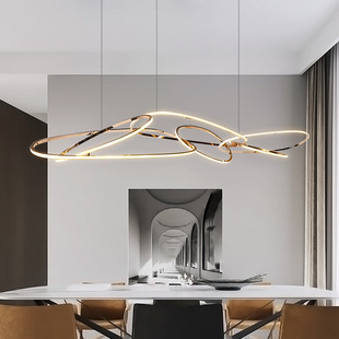 现代极简餐厅吊灯轻奢创意个性 设计师不锈钢高端吧台岛台艺术吊灯
