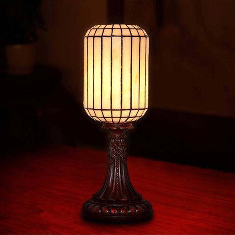 厂家直销 6寸中式仿古竖纹灯笼帝凡尼台灯卧室书房床头彩色玻璃灯