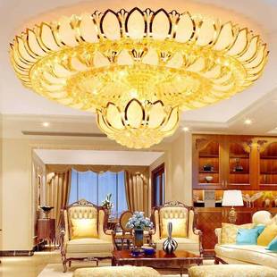 客厅主灯轻奢大气水晶吸顶灯创意莲花寺庙佛堂大殿家用餐厅灯新款
