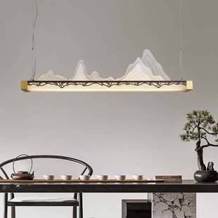 新中式 长条茶室吊灯中国风禅意书房茶楼长方形茶桌会客室餐厅吊灯