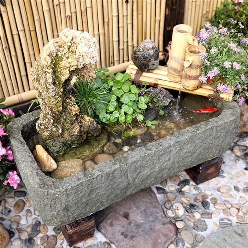 水磨坊 中式庭院流水景观石槽假山喷泉客厅摆件院内鱼池花园阳台