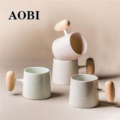 AOBI陶瓷马克杯【手工制作】日式简约高颜值水杯家用手工杯A10204