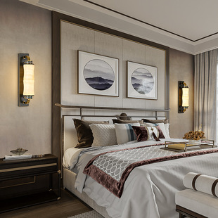 2025新款 全铜客厅沙发背景墙灯具中国风卧室床头灯 玉石壁灯新中式