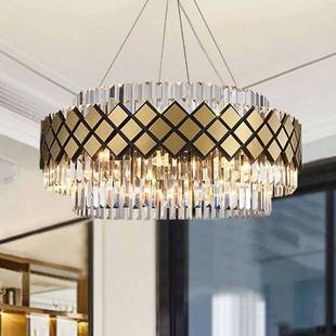 轻奢现代水晶吊灯客厅灯椭圆形餐厅灯创意不锈钢卧室矩阵吊灯