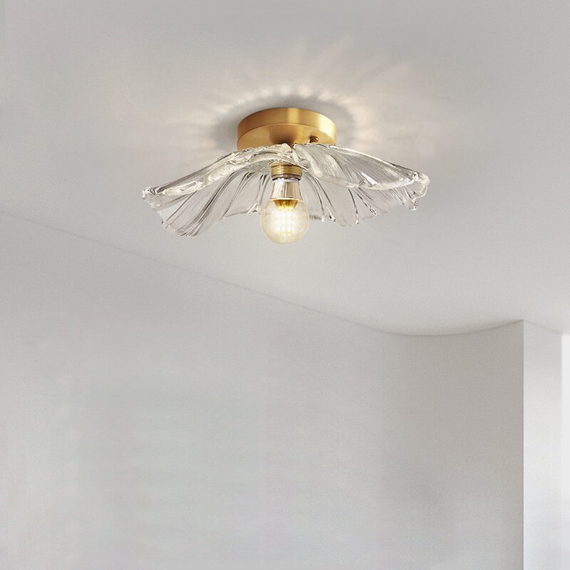 黄铜玻璃小吊灯简约现代护眼床头水晶灯过道阳台玄关走廊灯具清光