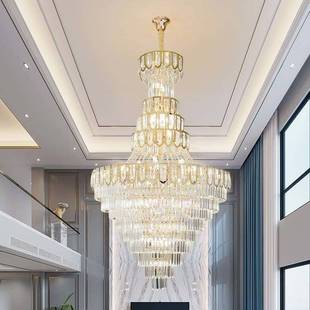 客厅吊灯别墅 楼欧式 水晶灯水晶新款 楼中楼现代空跃奢轻中空大复式