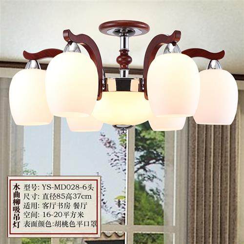 木客鸟配华丰一双叶木赖氏家具灯水曲柳紫檀胡桃色新中式实木吊灯