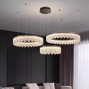 2025轻奢高档别墅复式 楼大吊灯简约客厅主灯餐厅灯一帘幽梦吊灯