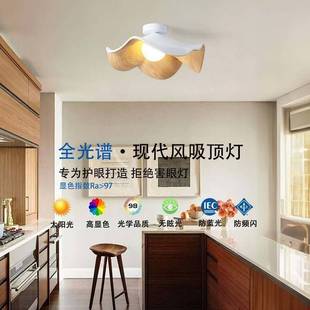 北欧日式 原木纹餐厅吸顶灯设计师创意花朵吧台灯民宿侘寂风餐桌灯