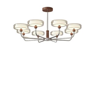 中古风胡桃木纹复古客厅吊灯法式 奶油包豪斯高级感卧室餐厅灯具饰