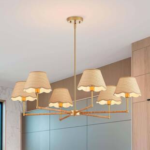 波西米亚藤编吊灯大号6头复古工业风客厅餐厅厨房岛台装 饰灯具