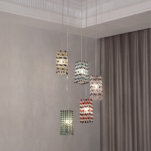 别墅茶室水晶灯 复式 法式 中古风楼梯吊灯感大气餐厅灯2025新款