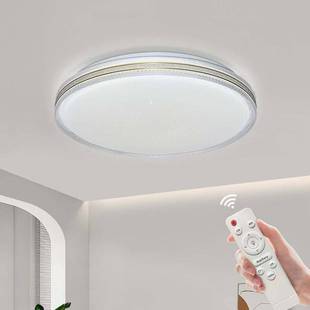 现代金色圆形吸顶灯三色变光无极调光卧室书房带遥控器星点灯具