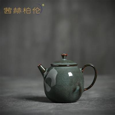 茜赫柏伦 功夫茶壶龙泉青瓷茶具单壶哥窑铁胎陶瓷手工壶中式复古