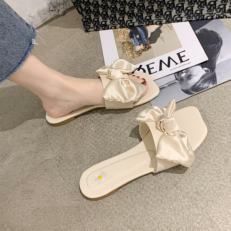 仙女风凉拖鞋女外穿2022年夏季新款时尚百搭蝴蝶结防滑一字拖鞋女|ruв категории Женская обувь, 拖鞋, 一字拖 - от Buy2taobao.com для оказания профессиональной услуги покупки агента Taobao