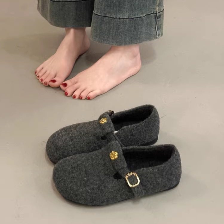 春秋法式灰色毛毡玛丽珍毛毛鞋女2026新款软底内增高加绒勃0121z,女鞋,勃肯鞋/软木鞋,淘宝优惠券,粉丝福利购,淘宝优惠卷