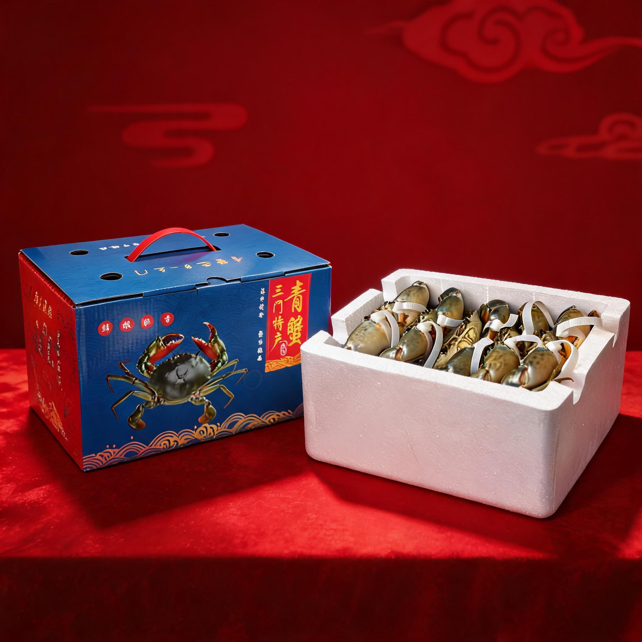 浙江台州三门青蟹鲜活特超大螃蟹水产鲜活海鲜公母搭配肉蟹礼盒装图片