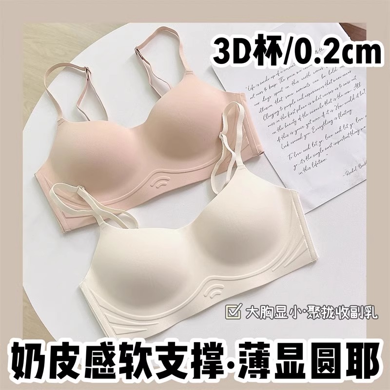 内衣女小胸聚拢上托防下垂无痕软支撑无钢圈收副乳显大薄款文胸罩-封面