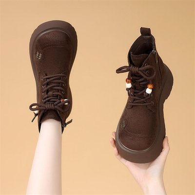 圆头厚底马丁靴女2025新款