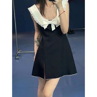 【zui高品质】shushu蝴蝶结无袖连衣裙娃娃领收腰小个子短裙sst