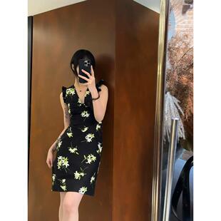 【zui高品质】shushu立体花朵装饰小飞袖连衣裙掐腰显瘦长裙sst