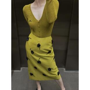 【zui高品质】shushuV领针织上衣lisa同款弹力长袖针织连体衣女