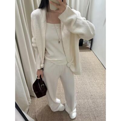 【zui高品质】swaying舒适2025秋冬慵懒风廓形羊毛扭结针织开衫