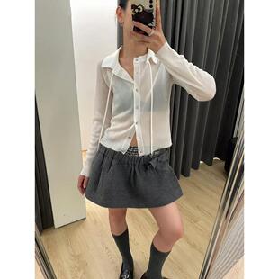 【zui高品质】marchen秋透视冰丝单排扣外套女长袖针织开衫上衣