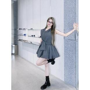 【zui高品质】shushu塔克花边斜肩连衣裙显瘦小礼服裙女晨袍sst