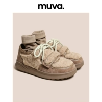 MUVA plus бархатные повседневные кроссовки из овечьей шерсти на толстой подошве для женщин 2022, зима 2022, новый стиль, уродливые теплые меховые туфли на липучке