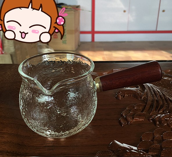 纯手工日式木把耐热侧匀杯目纹