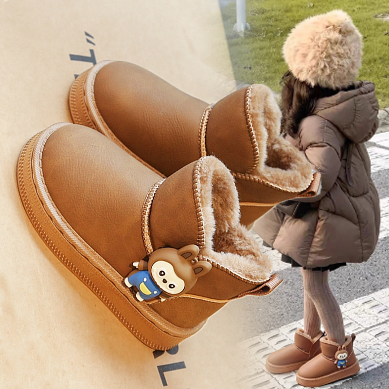 拉布布女童雪地靴冬季2025新款儿童大棉鞋保暖加绒男童雪地棉短靴