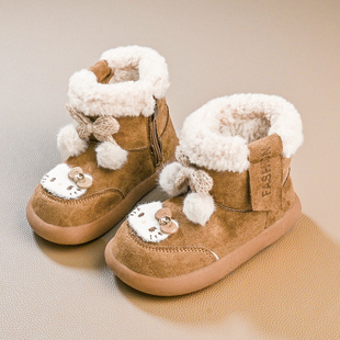 kt猫女童雪地靴冬季新款儿童加绒加厚棉鞋女宝勃肯鞋大童东北冬鞋