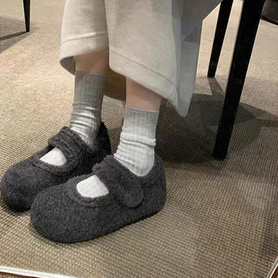 加绒女童玛丽珍棉鞋2025冬季新款儿童毛呢勃肯加棉单鞋洋气韩版鞋