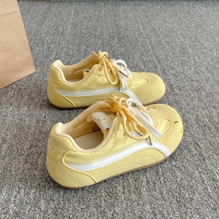 女童鞋子儿童德训鞋2025秋季新款苹果黄色女孩板鞋大童软底休闲鞋
