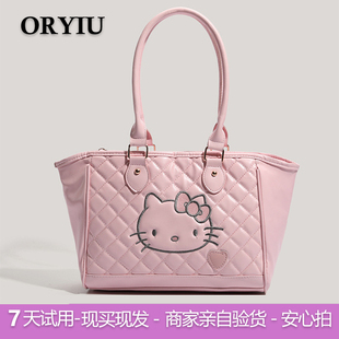中古Kitty托特包可爱甜妹软皮单肩手提包女旅行袋手提包包大容量