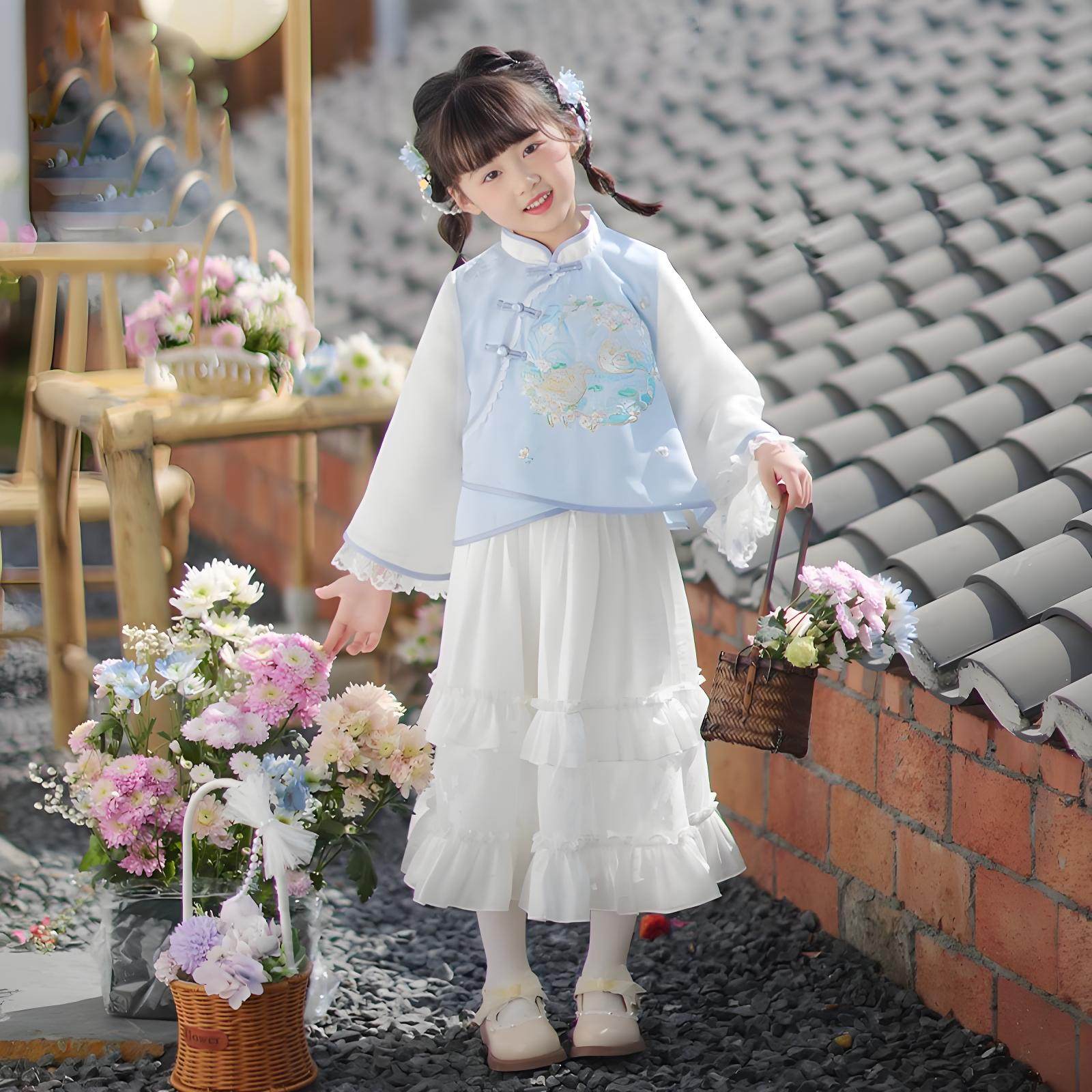 儿童唐装2025新夏唐装女童新中式汉服儿童改良春装新中式汉服