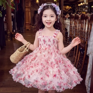 2026新款公主裙甜美蓬蓬裙连衣裙女童儿童裙子夏季蝴蝶吊带