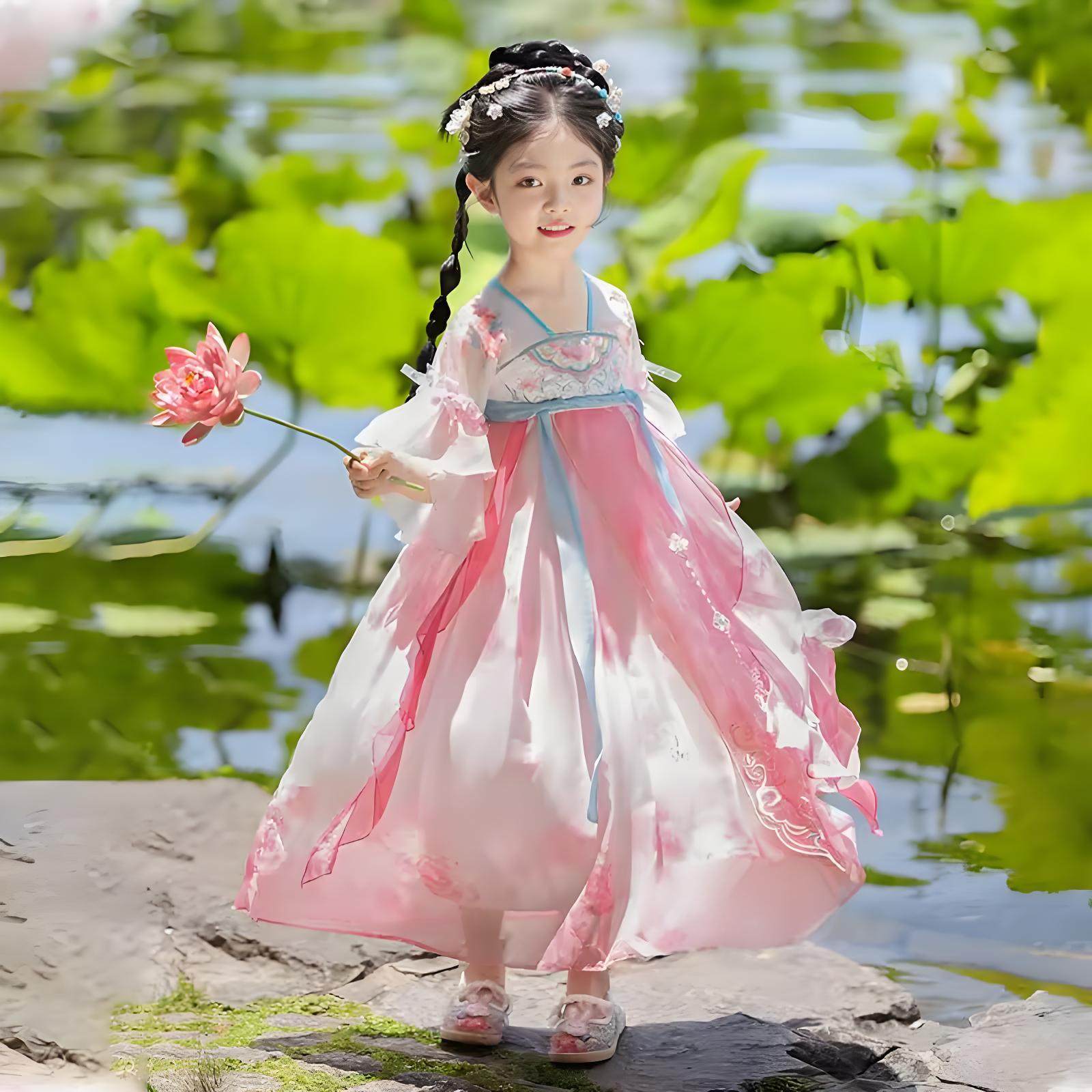 女童汉服公主表儿童超仙女童粉色超仙2025夏款中国风国风夏装