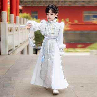 儿童汉服冬款男童高端拜年服中国风加绒加厚明制武侠古装宝宝唐装