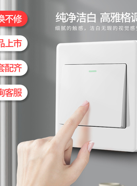 国际电工86型家用开关插座面板一开带5五孔双USB白色多孔插座套餐